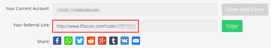 Share FIFACOIN Referal Link